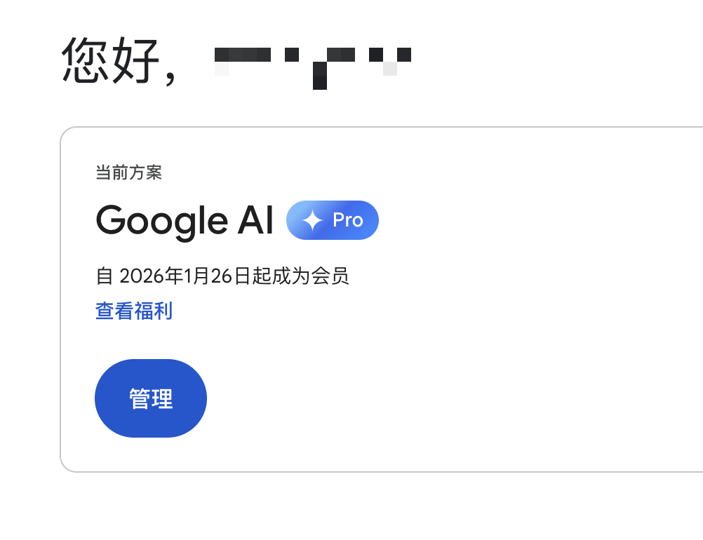 Gemini Pro 一年权益截图